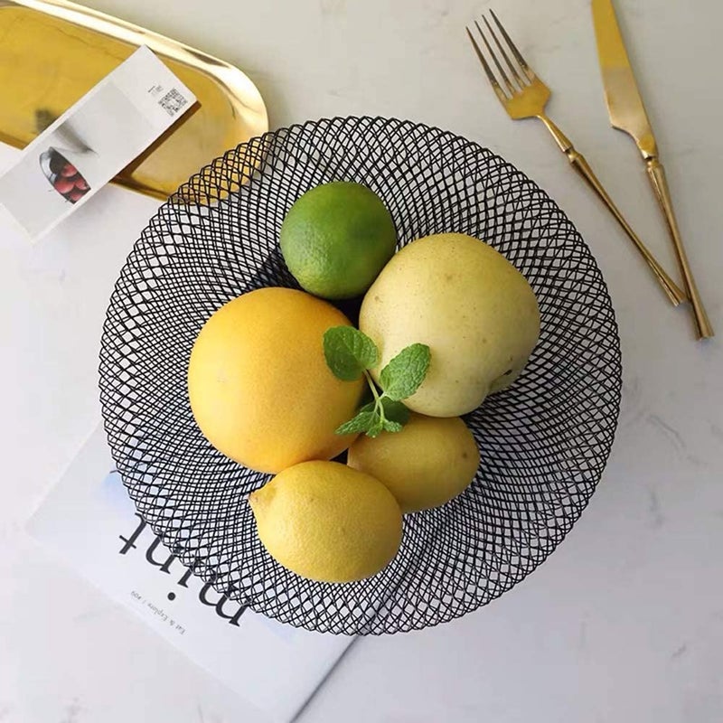 LAVNIK Metal Mesh Decorative Countertop Fruit Snacks Basket Bowl Stand for KitchenLarge Black Decorative Table Centerpiece Holder multiple holder for organizing bread snack cake cookie egg candy - Image 4