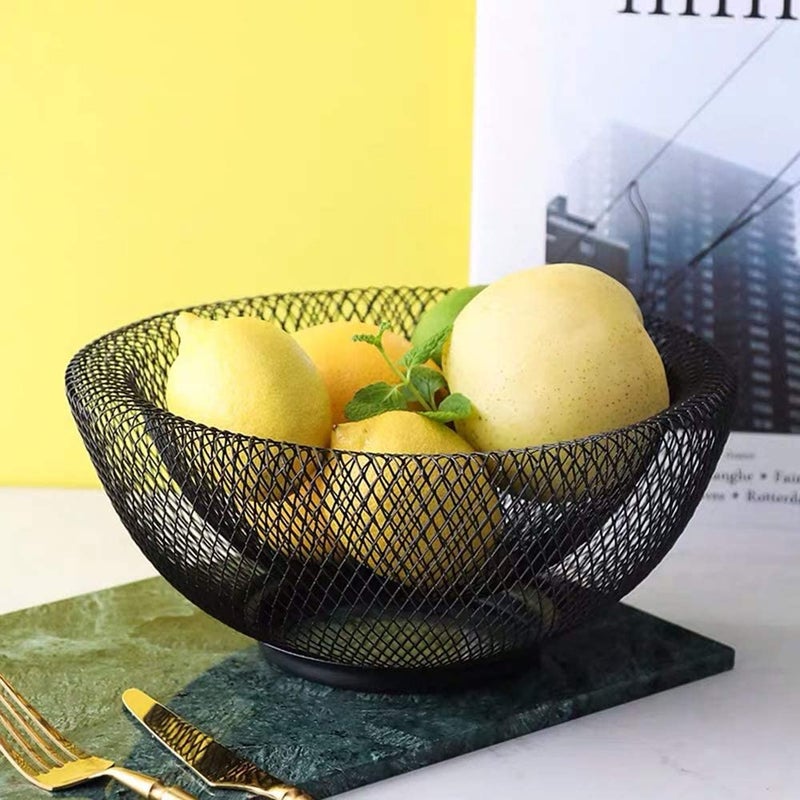 LAVNIK Metal Mesh Decorative Countertop Fruit Snacks Basket Bowl Stand for KitchenLarge Black Decorative Table Centerpiece Holder multiple holder for organizing bread snack cake cookie egg candy - Image 3