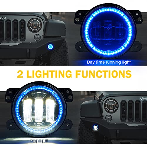 Xprite 4" Inch LED Fog Lights | White Led Chip Fog Lamp Compatible with 2007-2018 Jeep Wrangler Unlimited JK Driving Off Road Fog Light, DOT Approved - Image 2