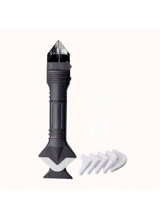Black 3 In 1 Silicone Caulking Tool With Stainless Steel Head Sealing Cleaning Scratching - Image 1