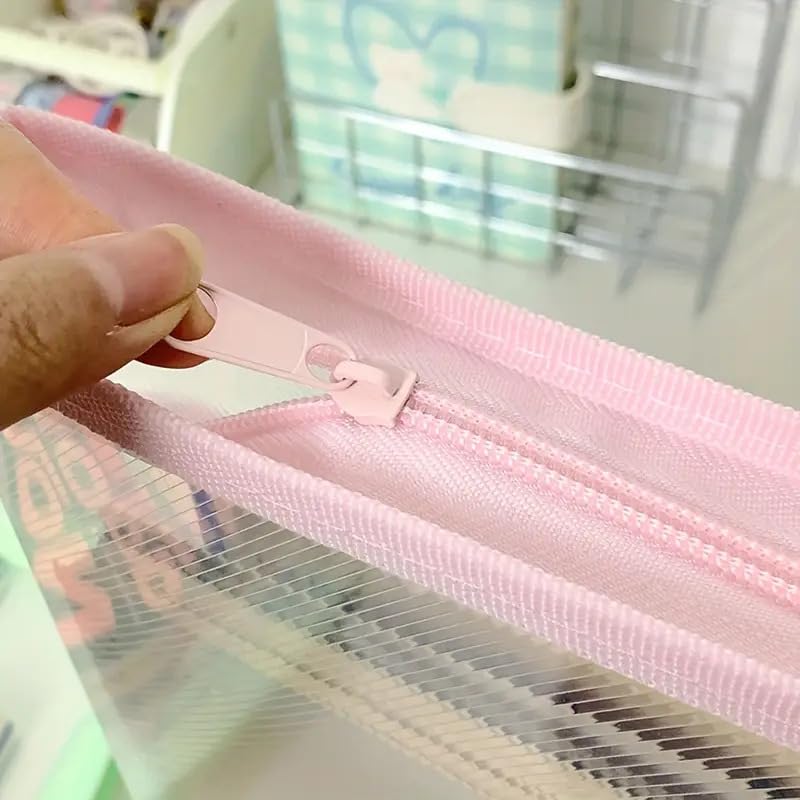 VEPROIX A4 Transparent Zipper File Folder with Handle, Waterproof Document Bag, Large Capacity File Organizer with Window, Pastel Colors for Office, School, Home & Corporate Use - Multicolor (Large) - Image 5