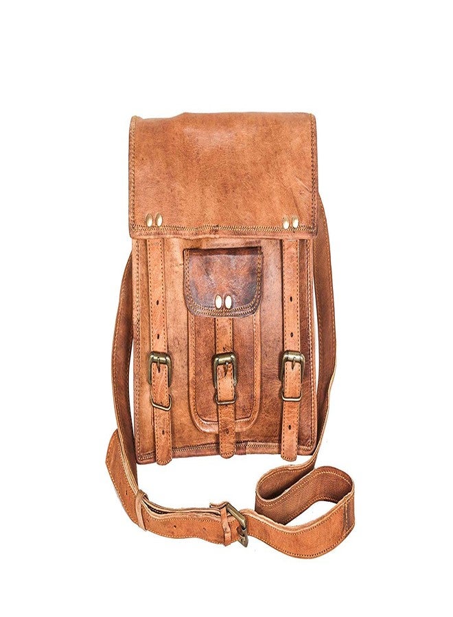RSN Genuine Brown Leather Unisex Messenger Bag - Image 1