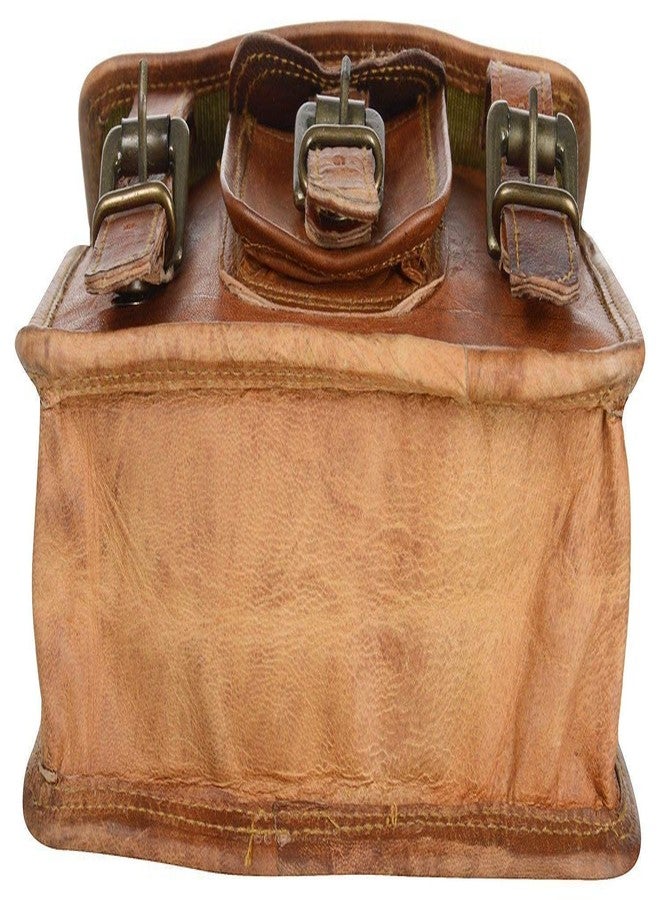 RSN Genuine Brown Leather Unisex Messenger Bag - Image 4