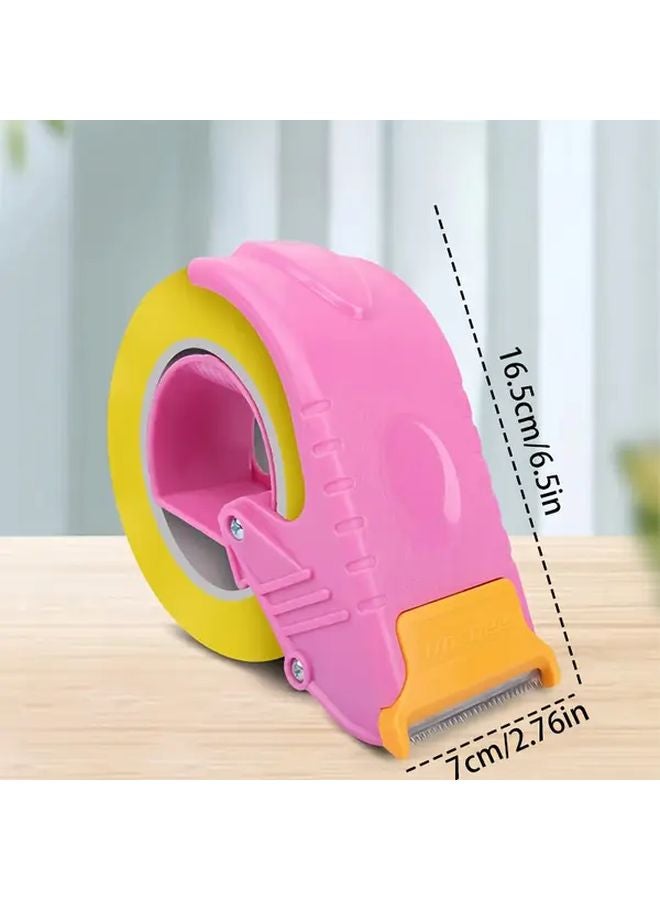 Pink Heavy Duty Manual Box Sealer Dual Tape Dispenser Handheld Packaging Tool - Image 3