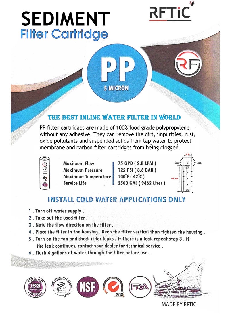 Rftic Sediment Filter Cartridge (first Stage) 4 pieces - PP5 Micron - Image 4