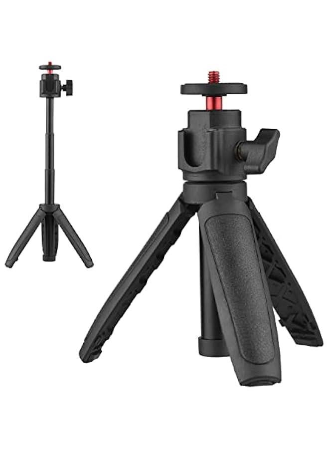 MOXO mini tripodLightweight Portable Mini Tripod Extendable Tripod Stand Handle Grip with 4 Levels of Adjustable Height for Ph Camera Selfie Video Recording Live Stream