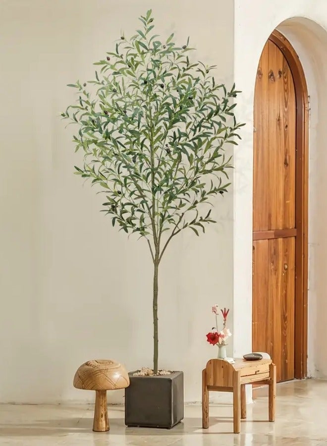 HXDream 2PCS 170CM Artificial Olive Tree with Fruits, Realistic Trunk & Leaves, nterchangeable Planter,Black Planter & Fake Moss, Low-Maintenance Plastic Decor for Year-Round Home, Office, or Celebration Events, Perfect for Floor Placement  - Image 4