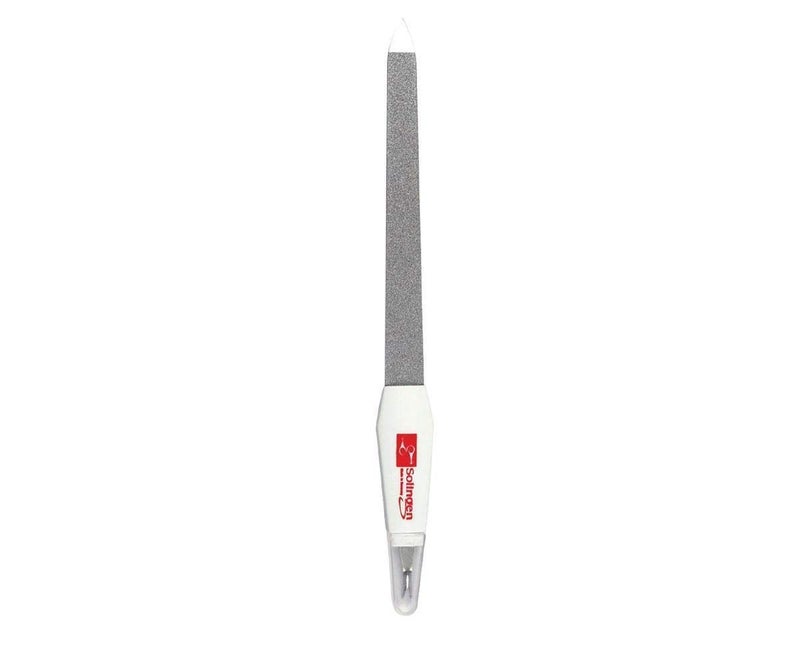 Solingen sapphire nail file with cuticle trimmer, 14.5 centimeters - white