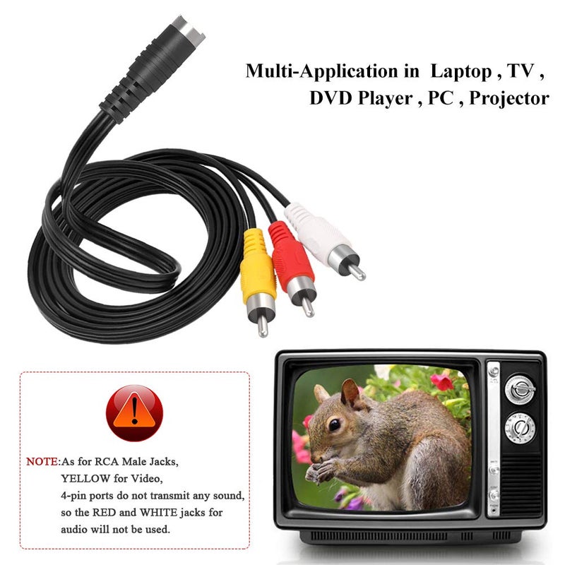 ELECTOP كابل ELECTOP 4 دبابيس S-Video إلى 3 RCA ذكر مركب 1.45م (4.75 قدم) - Image 5