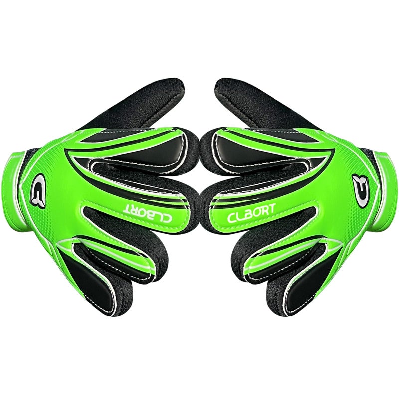 Clbort Soccer Goalie Gloves Youth Kids, Goalkeeper Gloves with Super Grip Palms, Anti-Slip Soccer Gloves, Double Wrist Protection - Image 1