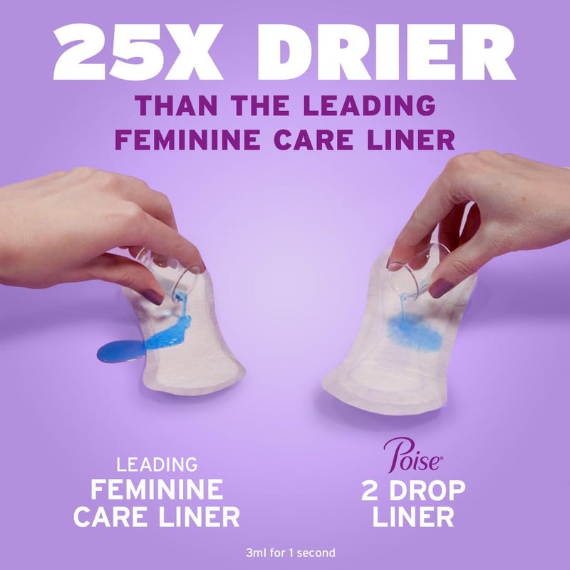 Poise Daily Liners, Incontinence Panty Liners for Bladder Leaks, 2 Drop Very Light Absorbency, Long Length, 24 Count of Pantiliners, Packaging May Vary - Image 4