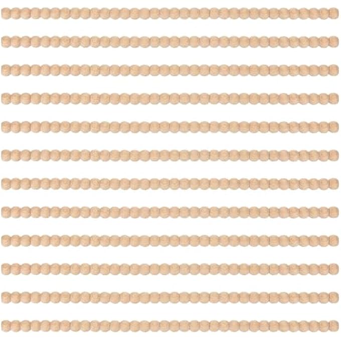 12 PCS WOOD TRIM MOLDING DECORATIVE HALF BEADED TRIM 15. 75 INCH BOBBIN TRIMS UNFINISHED 3D WOOD MOULDING FOR CABINET HOME WALL FURNITURE SHELF WINDOW DIY (14 MM) - Image 2