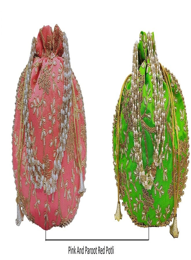 athizay حقائب بوتلي من أثيزاي، عبوة من قطعتين، لون وردي وأخضر فاتح، حقائب هدايا لحفلات الزفاف، مناسبة للنساء والفتيات، مقاس 9 بوصة × 8.5 بوصة - Image 5