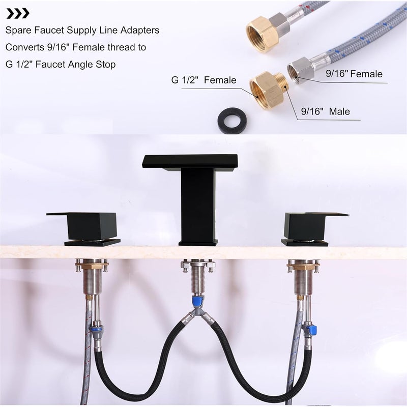 BEIYI Matte Black Roman Tub Faucet, Deck Mount Bath Tub Faucet Set 3 Hole Waterfall Bathtub Faucet High Flow Garden Tub Filler - Image 5