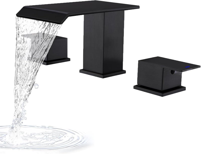 BEIYI Matte Black Roman Tub Faucet, Deck Mount Bath Tub Faucet Set 3 Hole Waterfall Bathtub Faucet High Flow Garden Tub Filler - Image 1