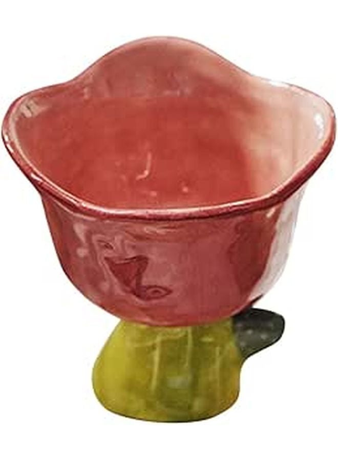 Red Ceramic Tulip Shaped Dessert Bowl Ice Cream Cup Salad Serving Bowl for Home Dining Party - Image 1