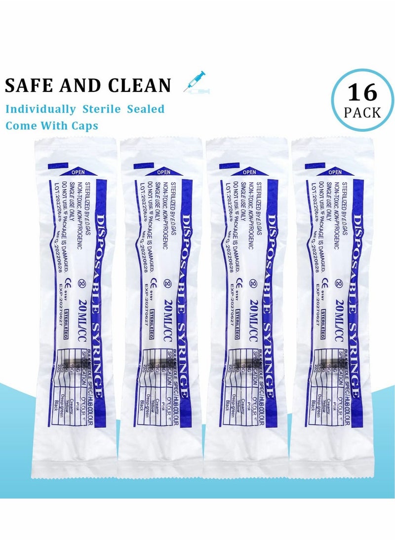 Excefore - 20ml Plastic Syringe, Large Syringes Tools for Liquid, Sterile and Individually Sealed for Measuring, Watering, Refilling, Feeding Pets, Scientific Labs, Oil or Glue Applicator, 16 Pack - Image 1