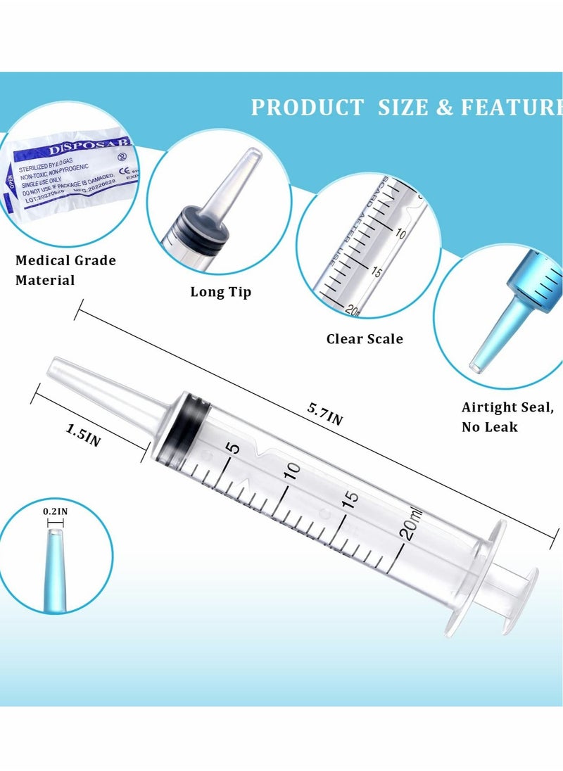 Excefore - 20ml Plastic Syringe, Large Syringes Tools for Liquid, Sterile and Individually Sealed for Measuring, Watering, Refilling, Feeding Pets, Scientific Labs, Oil or Glue Applicator, 16 Pack - Image 1