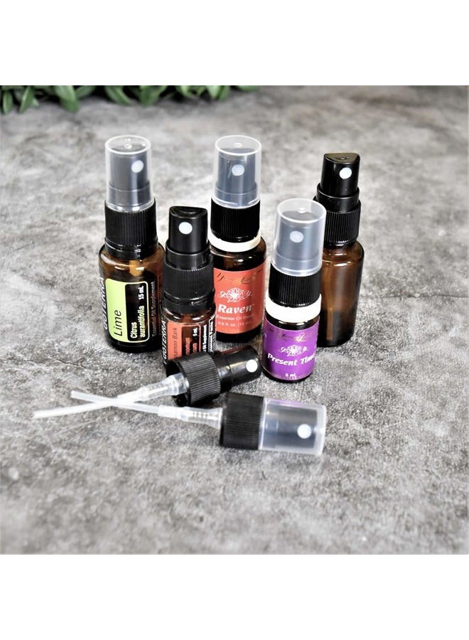 holistic oils رؤوس رش زجاجات الزيوت الأساسية - 12 رأس رش زيت أساسي زجاجة رش زيت رذاذ بديل مضخة قابلة لإعادة الاستخدام لرؤوس زجاجات الزيوت الأساسية 5 مل، 15 مل، 20 مل - Image 4