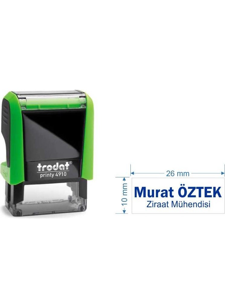 Trodat 4910 Personalized Name, Position and Title Stamp Printing Color Blue  - Image 2