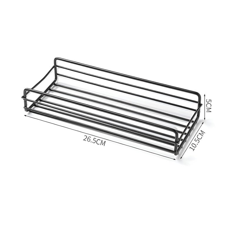 BANZER BANZER Steel SelfAdhesive Multipurpose Bathroom Shelf with HooksTowel HolderRackBathroom AccessoriesWall Mount Pack of 2 BlackPowder Coated  - Image 2