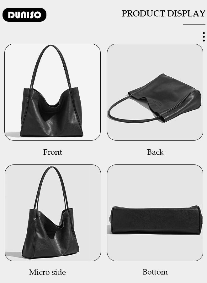 DUNISO Women's Shoulder Tote Bag Faux Leather Handbag For Women Large Capacity Bucket Bag Fashionable Travel Messenger Shoulder Bag For Ladies Girls College Students - Image 5