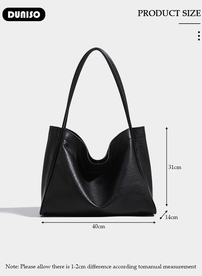 DUNISO Women's Shoulder Tote Bag Faux Leather Handbag For Women Large Capacity Bucket Bag Fashionable Travel Messenger Shoulder Bag For Ladies Girls College Students - Image 4