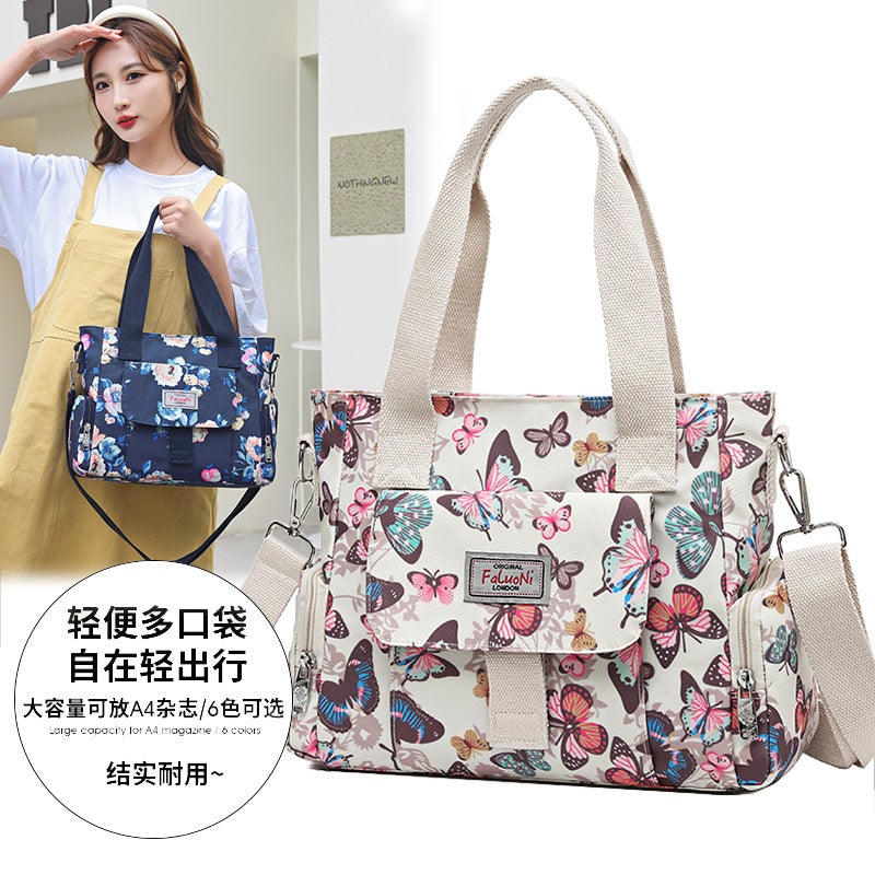 Fashion Printed Women'S Shoulder Bag Nylon Cloth Crossbody Bag All-Match Tote Bag Korean Style Portable Shopping Bag Mother Bag - Image 2