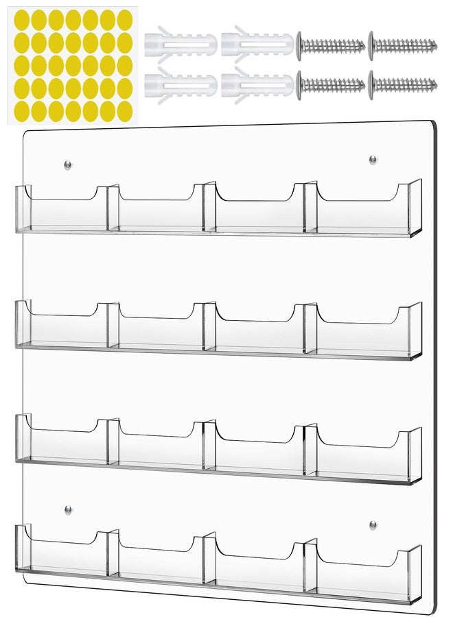 TURSTIN Business Card Holder Wall Mount Clear Sticker Display Marketing Holder Acrylic Business Card Stand Multi Pocket Rack Organizer Space Saver for Home Office (16 Pockets) - Image 1