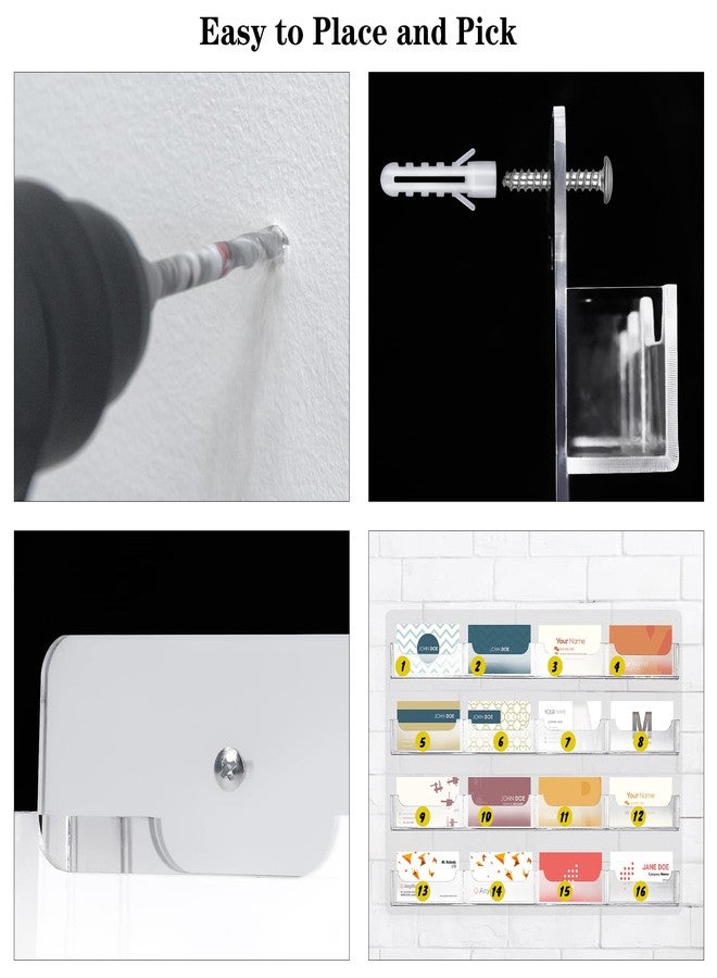 TURSTIN Business Card Holder Wall Mount Clear Sticker Display Marketing Holder Acrylic Business Card Stand Multi Pocket Rack Organizer Space Saver for Home Office (16 Pockets) - Image 5