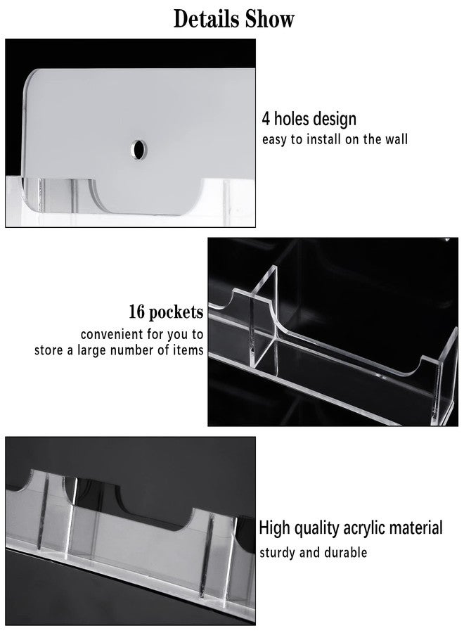 TURSTIN Business Card Holder Wall Mount Clear Sticker Display Marketing Holder Acrylic Business Card Stand Multi Pocket Rack Organizer Space Saver for Home Office (16 Pockets) - Image 3