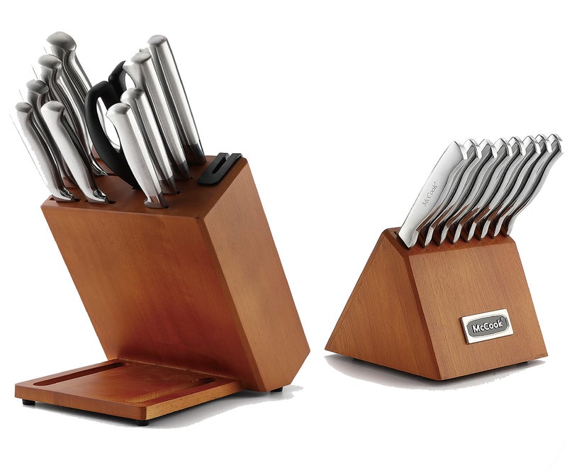 McCook Knife SetsGerman Stainless Steel Kitchen Knives Block Set with Builtin Sharpener
