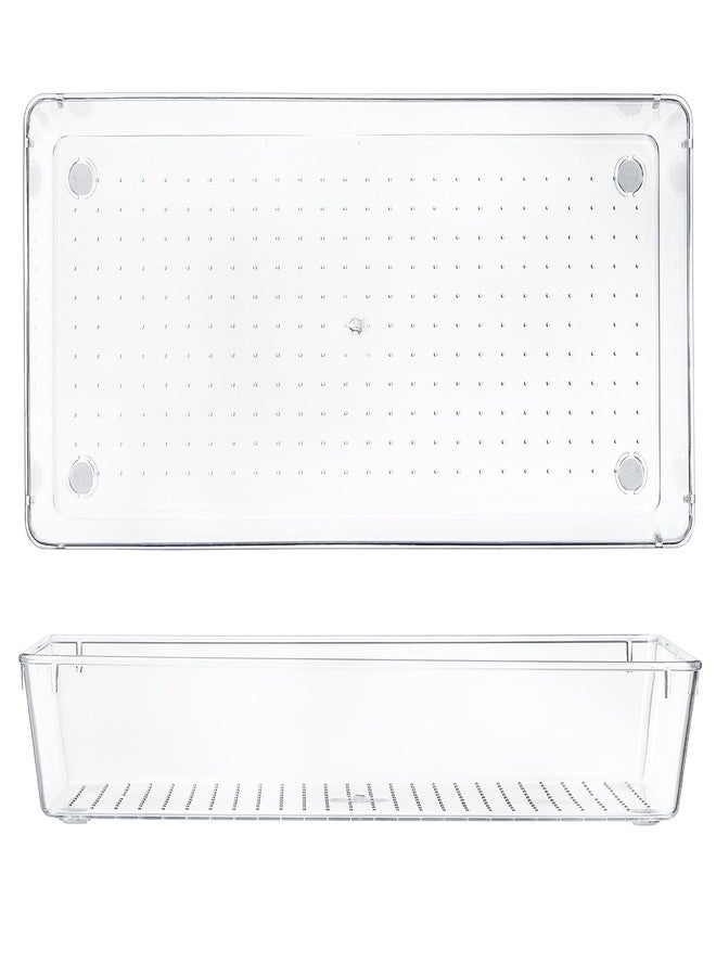 Kingrol 6 Pack 12 x 6 x 2 Inch Clear Drawer Organizer Trays, Desk Drawer Divider Storage Bins, Storage Box Set for Utensils Junks Vanities Makeups Jewelry Office Craft Supplies - Image 2