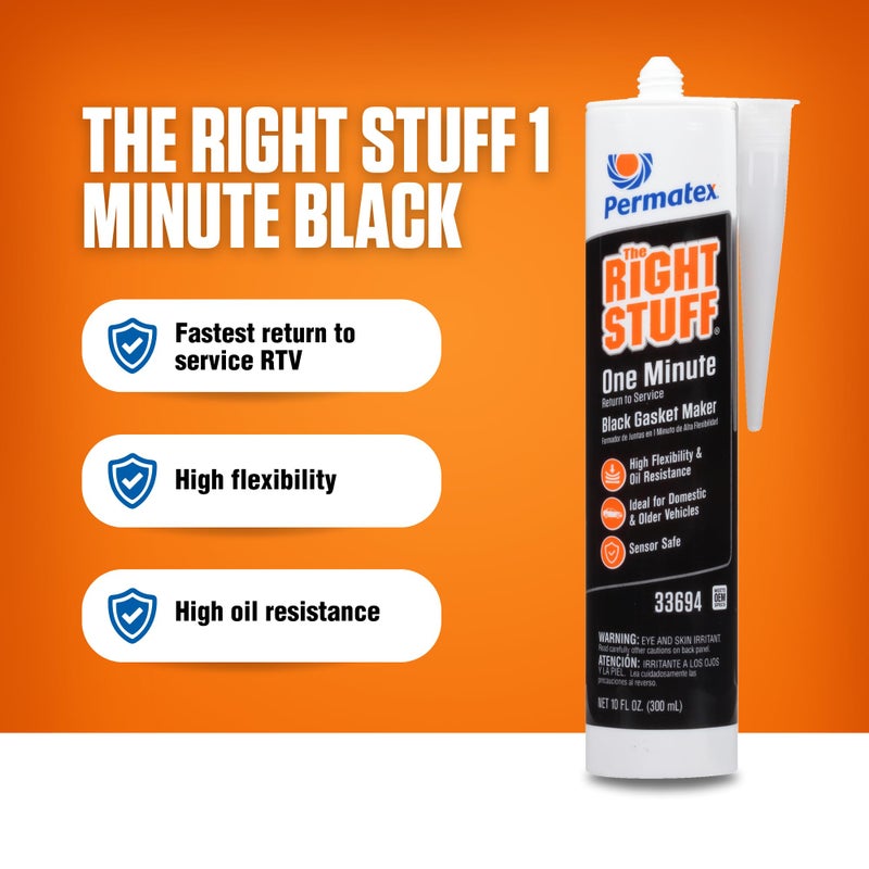 Permatex 33694 The Right Stuff 1 Minute Gasket Maker, Fastest Return to Service, Quick setting, High Flexibility,10.1 oz - Image 3