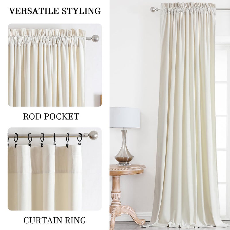 Dchola Ivory White Velvet Curtains for Bedroom Window  Super Soft Vintage Luxury Heavy Drapes  Room Darkening Rod Pocket Curtain for Living Room  W52 by L120 inches  2 Panels - Image 4