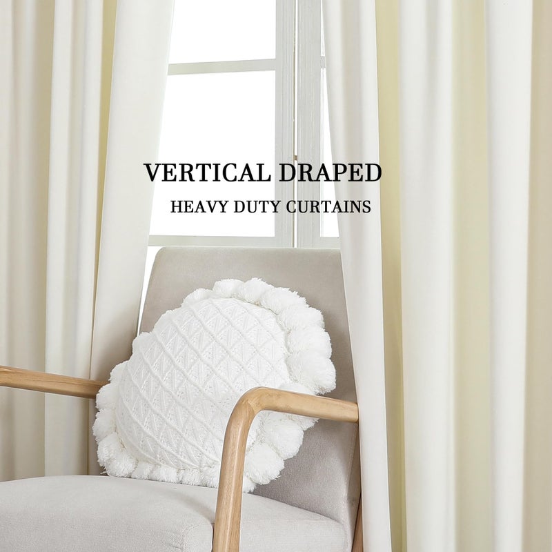 Dchola Ivory White Velvet Curtains for Bedroom Window  Super Soft Vintage Luxury Heavy Drapes  Room Darkening Rod Pocket Curtain for Living Room  W52 by L120 inches  2 Panels - Image 5