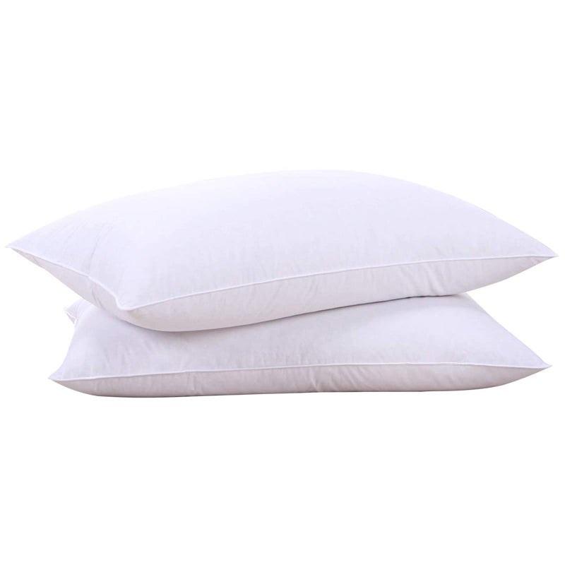 puredownÂ® Goose Feathers and Down White Pillows with 100% Soft Cotton Cover, Bed Sleeping Hotel Collection Pillows Set of 2 Queen Size - Image 1