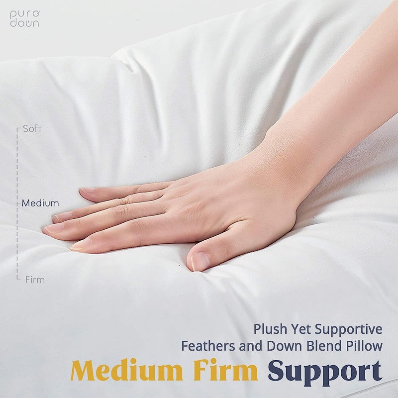 puredownÂ® Goose Feathers and Down White Pillows with 100% Soft Cotton Cover, Bed Sleeping Hotel Collection Pillows Set of 2 Queen Size - Image 4