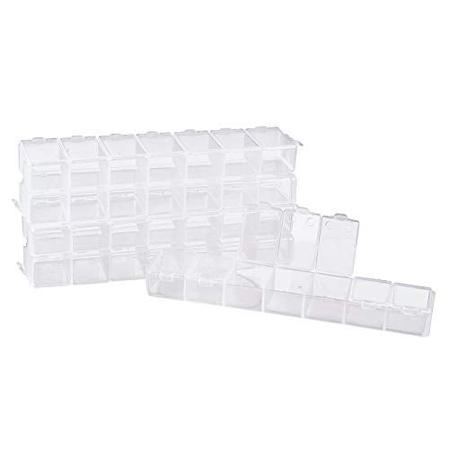 PH PandaHall 8 Pack 7 Grids Jewelry Dividers Box Organizer Clear Plastic Bead Case Storage Container for Beads Jewelry Nail Art Small Items Craft Findings 155x33x18cm Compartment 33x2cm - Image 1