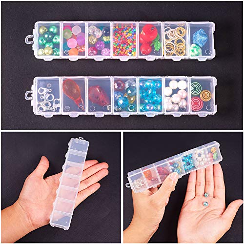 PH PandaHall 8 Pack 7 Grids Jewelry Dividers Box Organizer Clear Plastic Bead Case Storage Container for Beads Jewelry Nail Art Small Items Craft Findings 155x33x18cm Compartment 33x2cm - Image 3