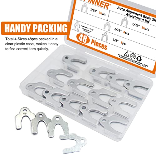 ISPINNER 48pcs Auto Alignment Body Shim Assortment Kit, 1/64" 1/32" 1/16" 1/8" Universal Shims for Adjusting Body Parts or Camber Alignment - Image 4