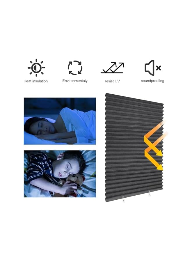 The Bros Temporary Blinds for Windows, 150 * 60cm Blackout Blinds Stick On No Drill Blinds Blackout Curtains for Bedroom Kitchen Bathroom Nursery Loft Travel RV Car Thermal Blinds Privacy Protection - Image 4