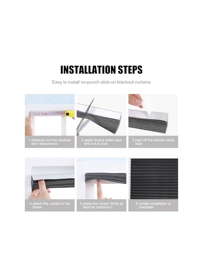 The Bros Temporary Blinds for Windows, 150 * 60cm Blackout Blinds Stick On No Drill Blinds Blackout Curtains for Bedroom Kitchen Bathroom Nursery Loft Travel RV Car Thermal Blinds Privacy Protection - Image 3