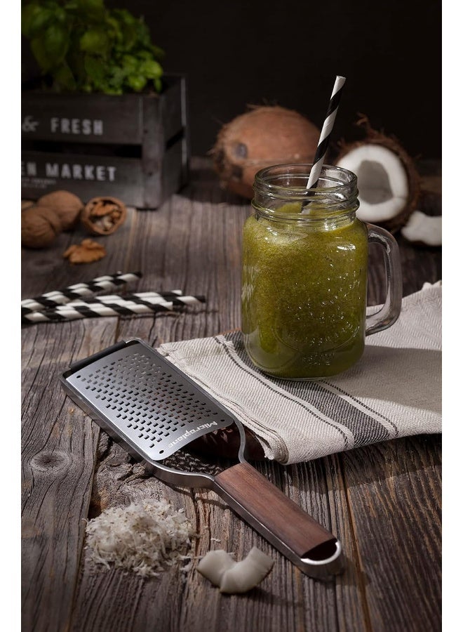 Microplane Master Series Wood Handle Stainless Steel Frame Coarse Blade Cheese Grater - Image 3