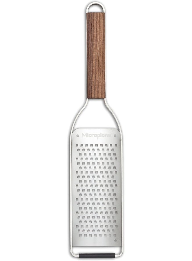 Microplane Master Series Wood Handle Stainless Steel Frame Coarse Blade Cheese Grater - Image 1