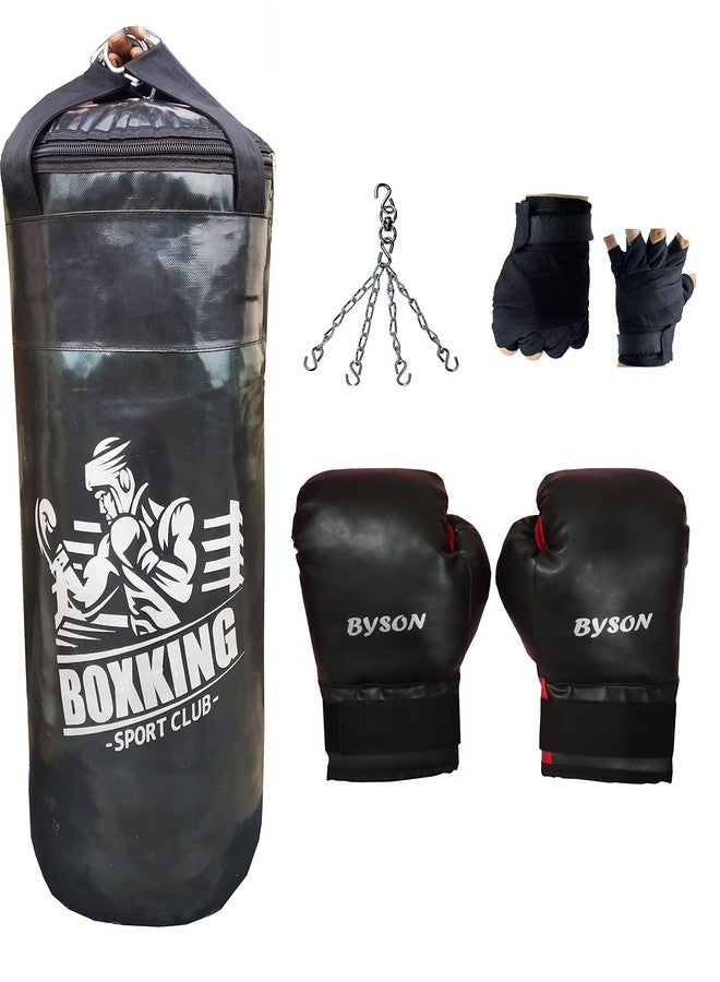 Byson Synthetic Leather Hit Hard Hit Often Boxing kit Set for Professional Player (36inch Punching Bag,12oz Boxing Gloves,handwrap,Chain) Heavy Bag - Image 2