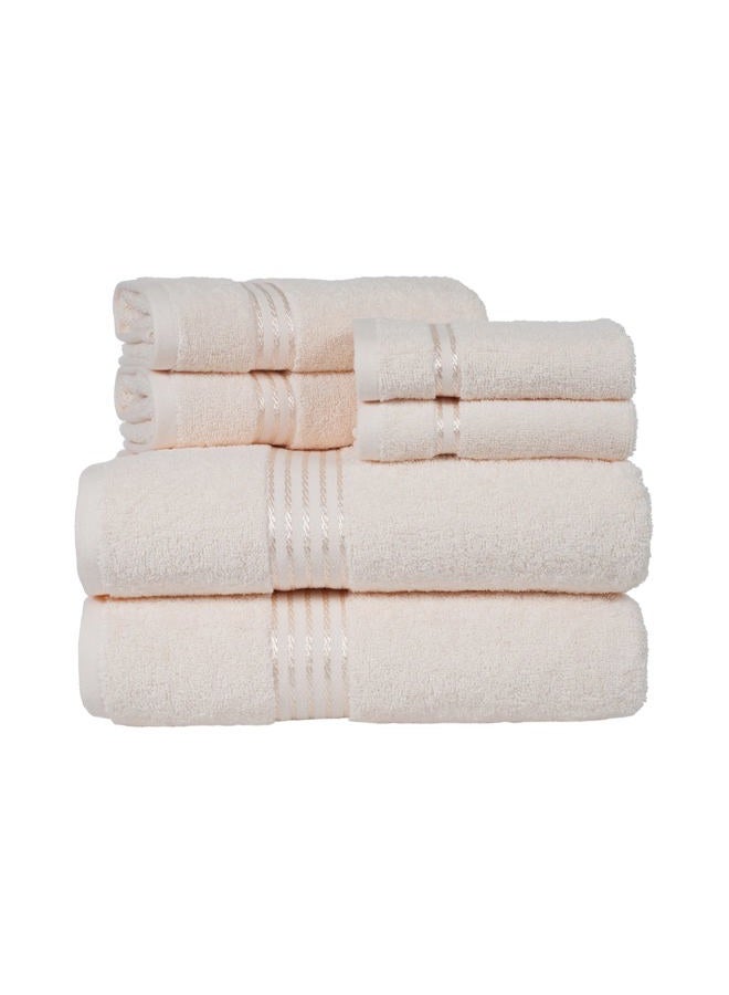 Lavish Home 6PC Towel Set - Cotton Bathroom Accessories with 2 Bath Towels, 2 Hand Towels, and 2 Washcloths - Machine Washable Towels by Lavish Home (Ivory) - Image 1