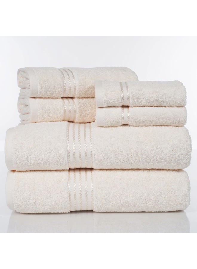 Lavish Home 6PC Towel Set - Cotton Bathroom Accessories with 2 Bath Towels, 2 Hand Towels, and 2 Washcloths - Machine Washable Towels by Lavish Home (Ivory) - Image 3
