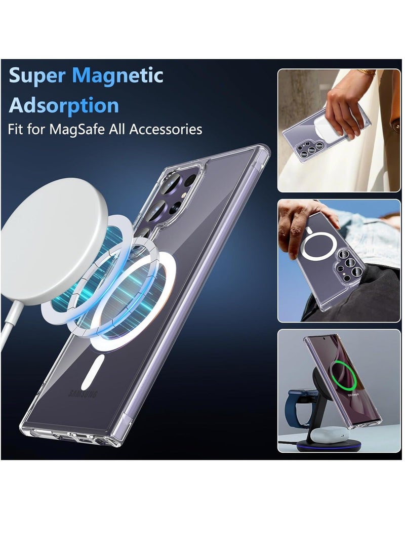 MUNTAQI Samsung S24 Ultra Case, [Samsung Galaxy S24 Ultra Case w/Screen Protector] Magnetic Shockproof Drop Protective Translucent Matte Back Phone Bumper Cover,Clear - Image 3