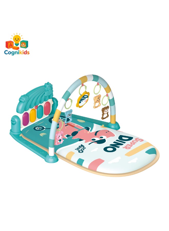 COGNIKIDS Baby Piano Kick Play Mat With Lights & Music | Extra-Large Washable Play Gym For Newborns & Infants | Adjustable Piano Panel, Soft Toys & Sensory Activity Mat For Tummy Time Green - Image 2